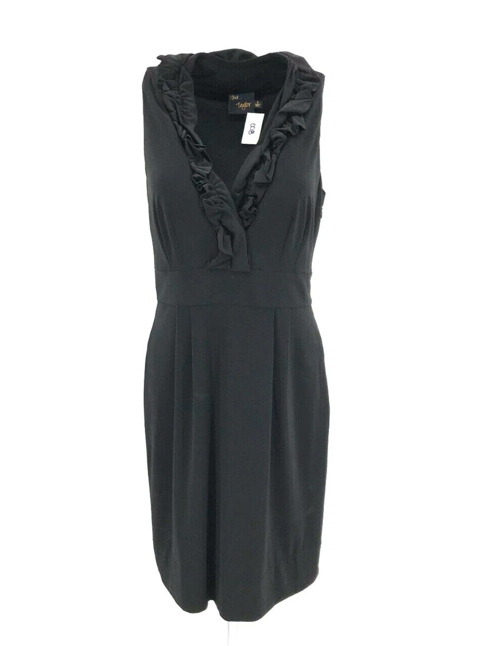 Just...Taylor Black Sleeveless Ruffle V-Neck Dress